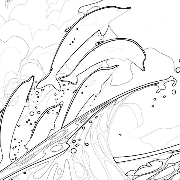 Dolphins Coloring Page